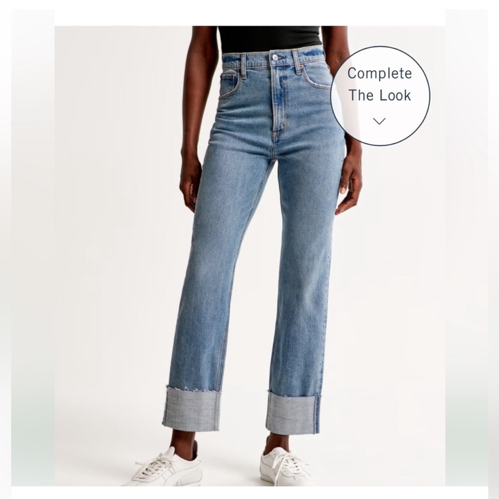 NWOT Abercrombie & Fitch Ankle Straight Ultra High Rise Blue Jeans
